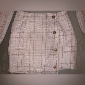 Cream Skirt & Blazer Set